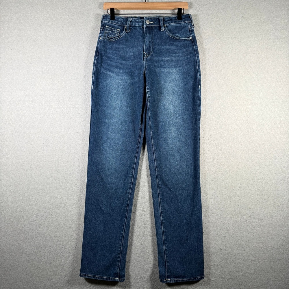 True Religion Sarah High Rise Straight Leg Jeans Medium Wash Blue Size 28